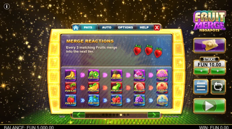 Fruit Merge Megapots – augļu saplūšana Hold and Spin režīmā